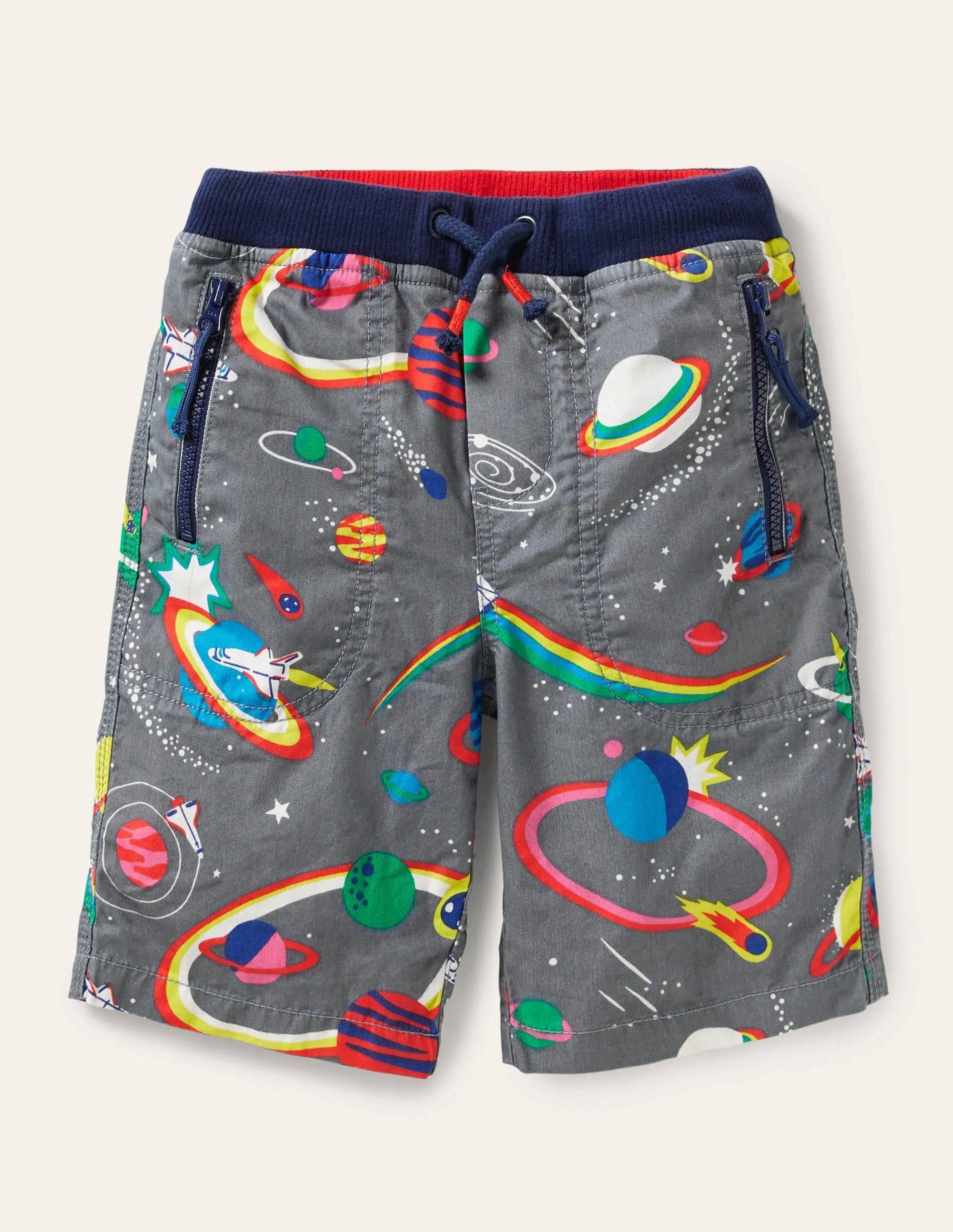 Adventure Shorts-Cobble Grey Rainbow Space