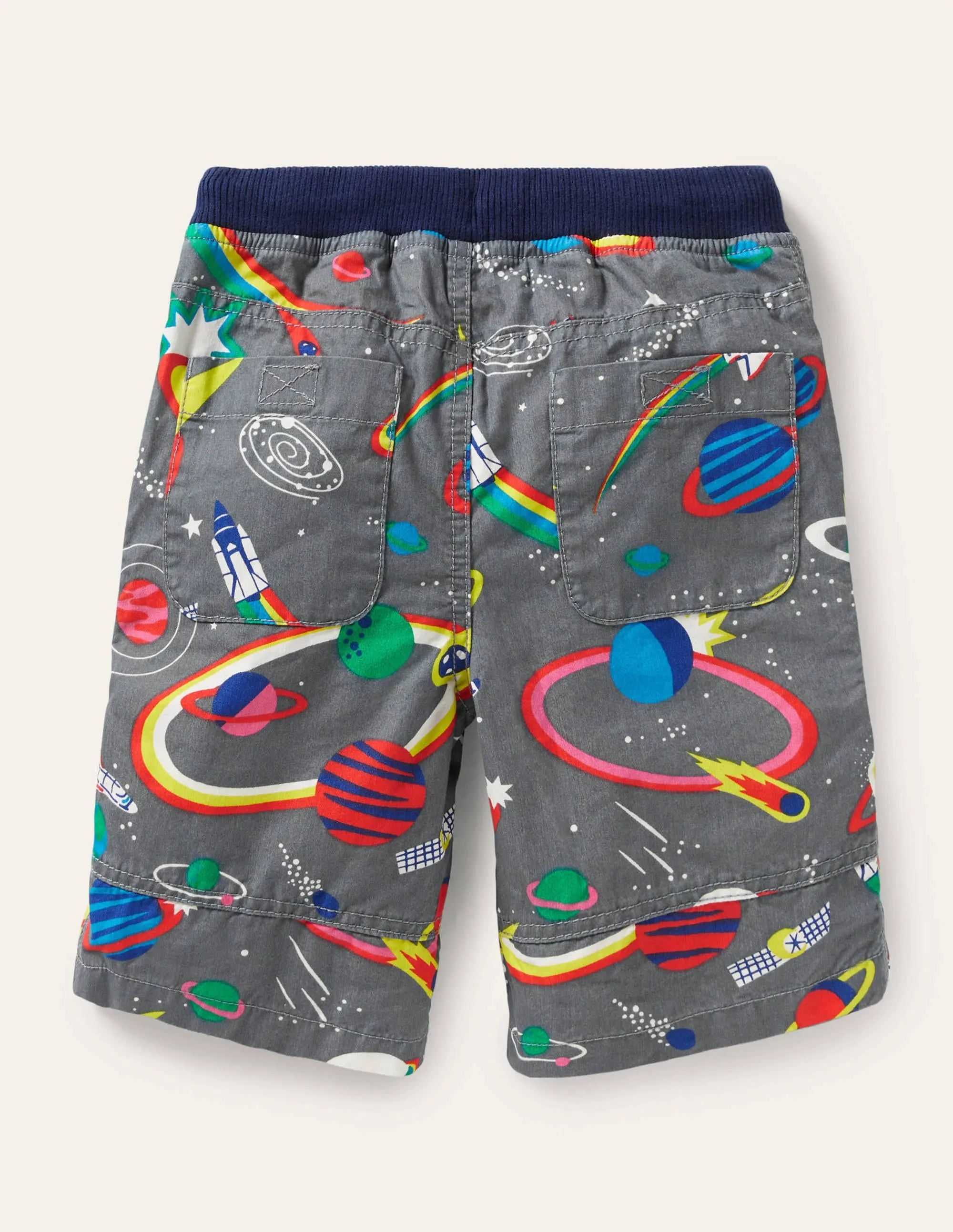 Adventure Shorts-Cobble Grey Rainbow Space