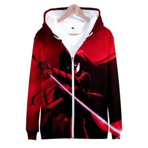 Anime Akame Ga Kill Zipper Hoodies Long Sleeve Hooded Sweatshirt Streetwear Oversized Clothes