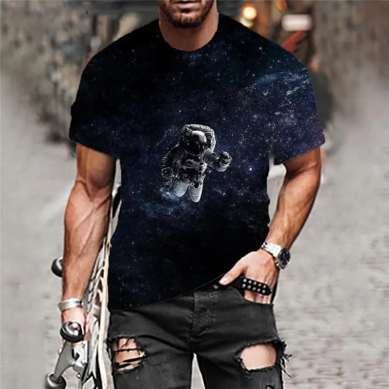 Astronaut T shirt Men Galaxy Funny T shirts Space Tshirts Casual Universe Anime Clothes