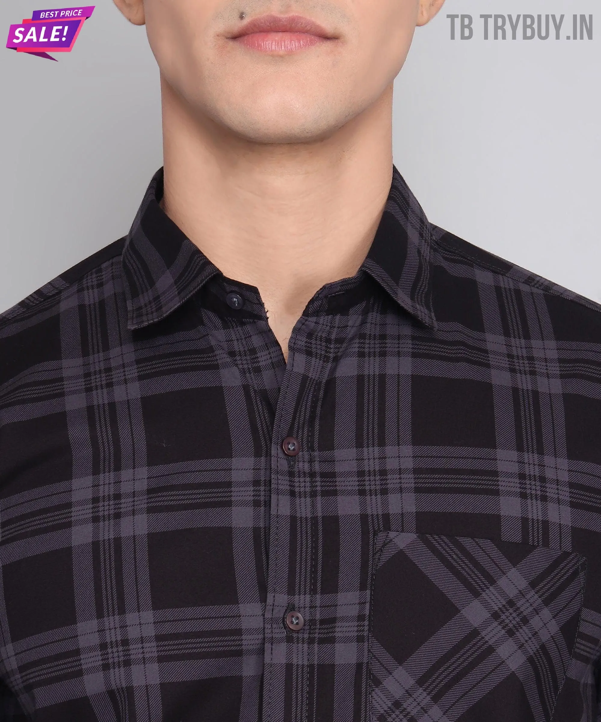 Black Grey Check Men's Shirt