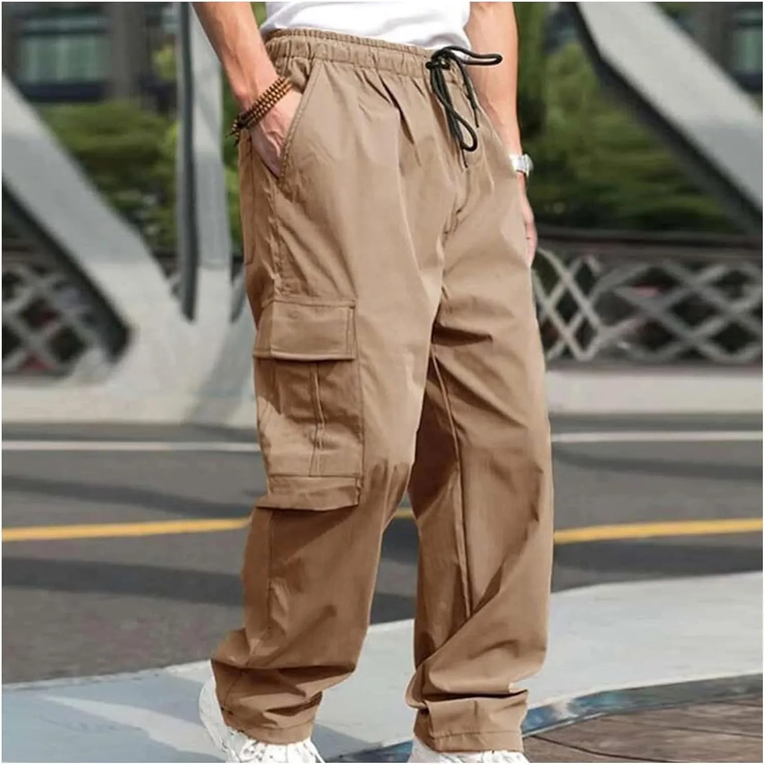 Cargo Pant for Men Pants with Ribbon Active Chinos Pant Hiking Tactical Pants Climbing Pants Flexible Relaxed Pants