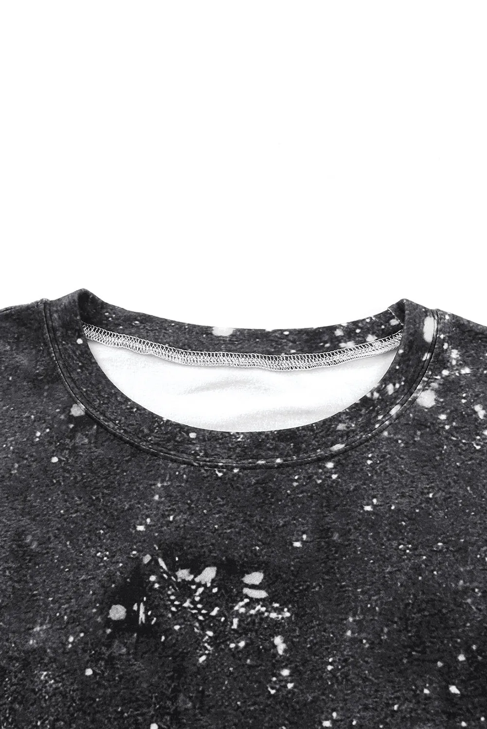 Christmas Cane Candy Pattern Leopard Bleached Pullover Sweatshirt