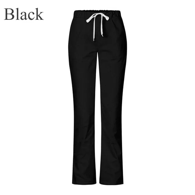 Drawstring Flare Leg Pocket Nurse Uniform Plus Size Soft Hand Feel Work Pants