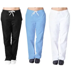 Drawstring Flare Leg Pocket Nurse Uniform Plus Size Soft Hand Feel Work Pants