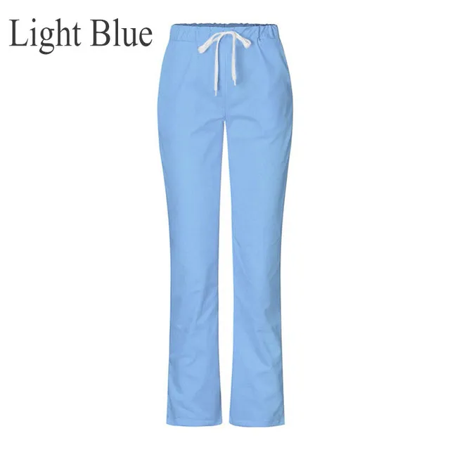 Drawstring Flare Leg Pocket Nurse Uniform Plus Size Soft Hand Feel Work Pants