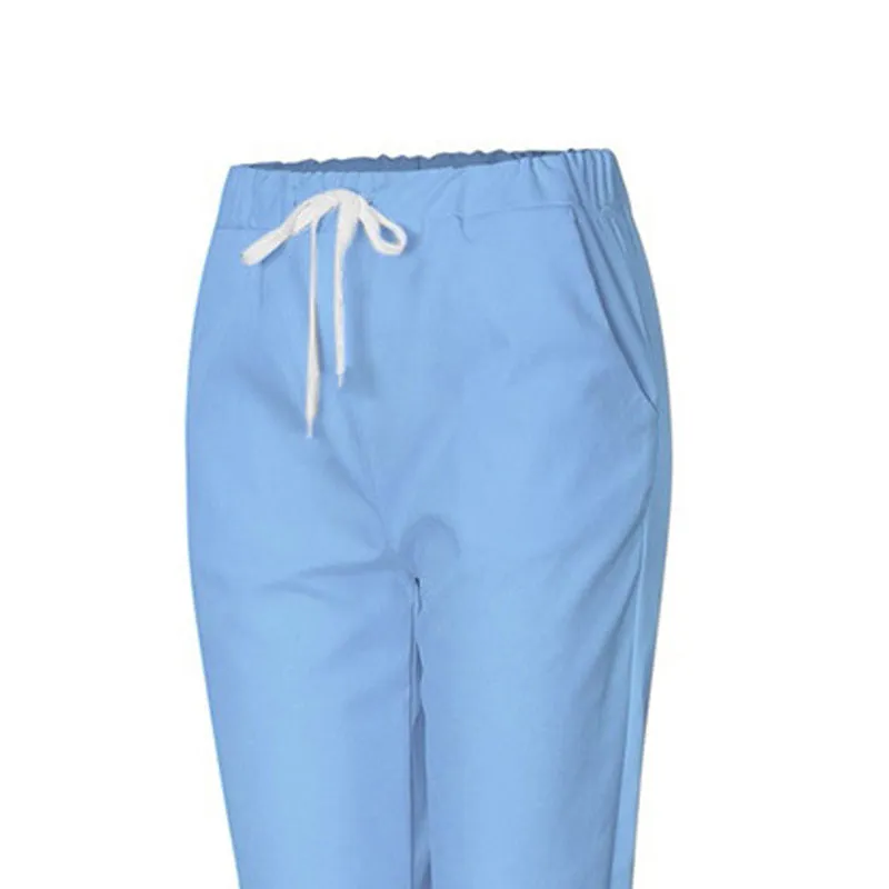Drawstring Flare Leg Pocket Nurse Uniform Plus Size Soft Hand Feel Work Pants
