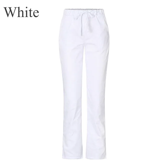 Drawstring Flare Leg Pocket Nurse Uniform Plus Size Soft Hand Feel Work Pants