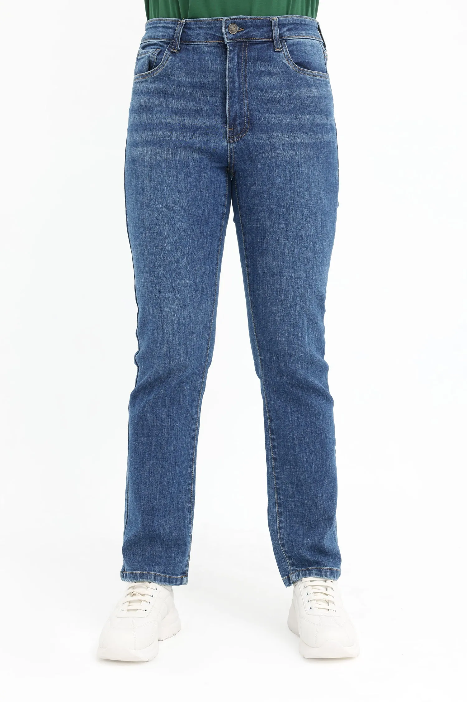 ESSENTIAL FIT DENIM-MID-BLUE