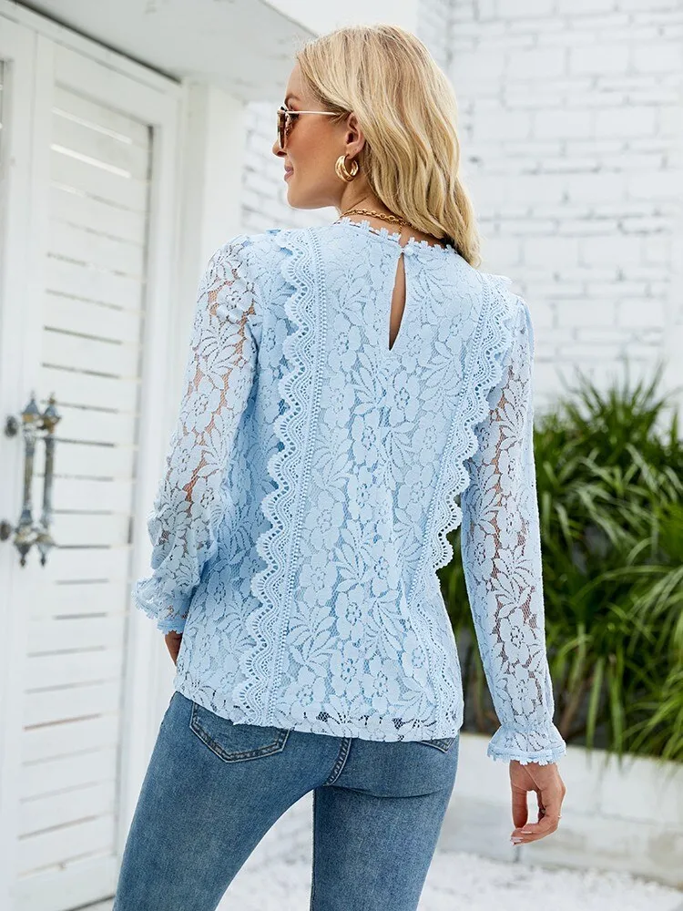 FashionSierra - V Neck Long Sleeve Oversize Elegant Blouse