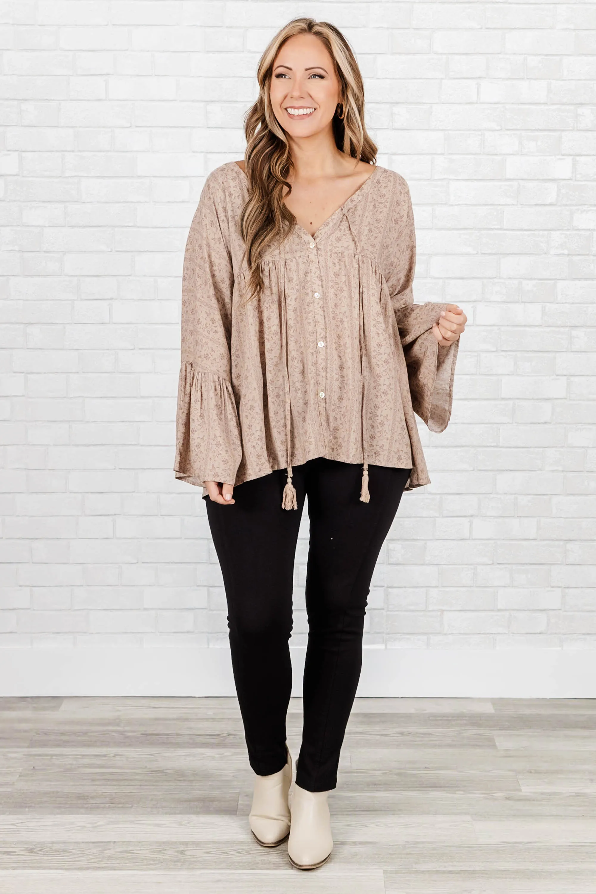Giving It A Go Top, Taupe