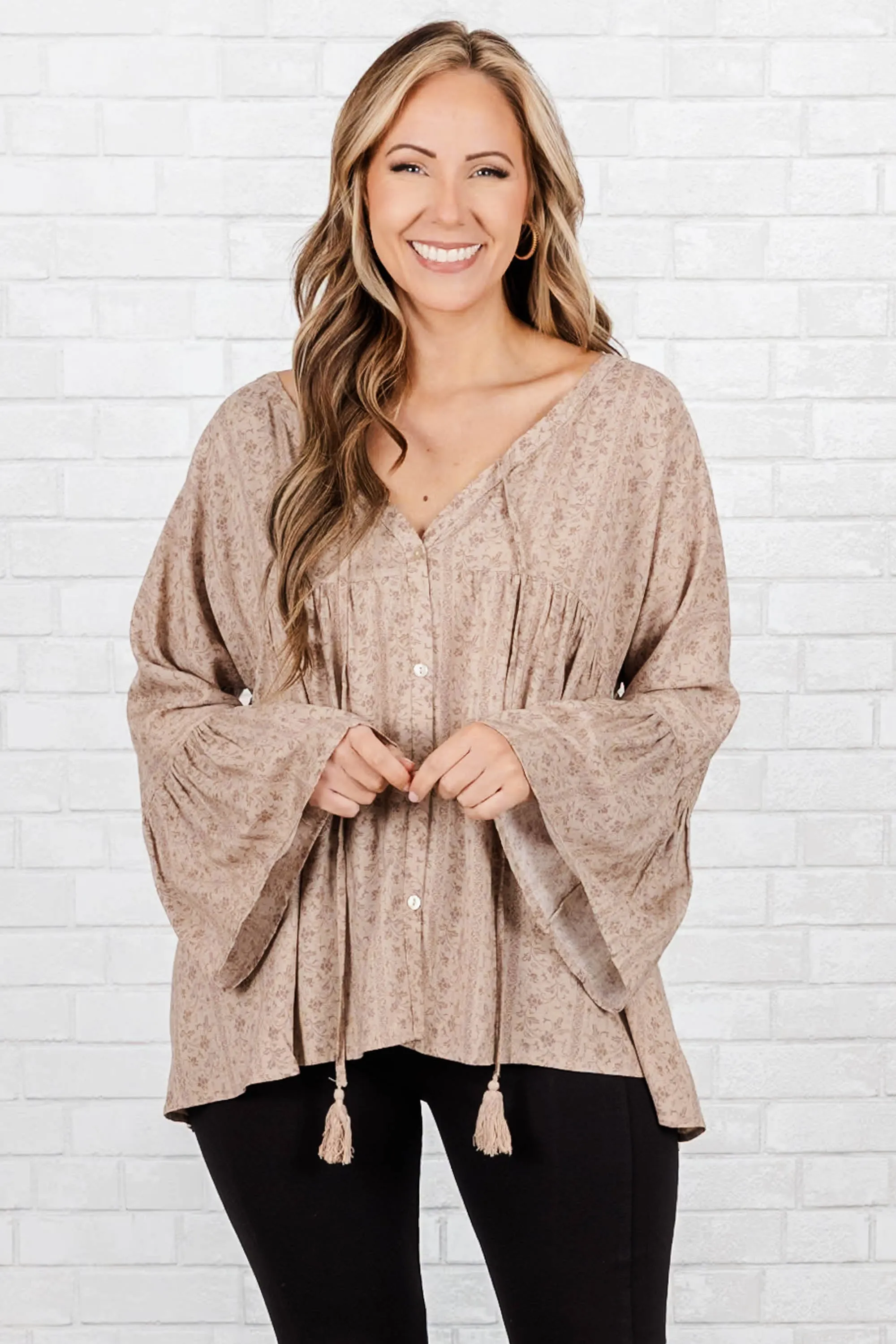 Giving It A Go Top, Taupe