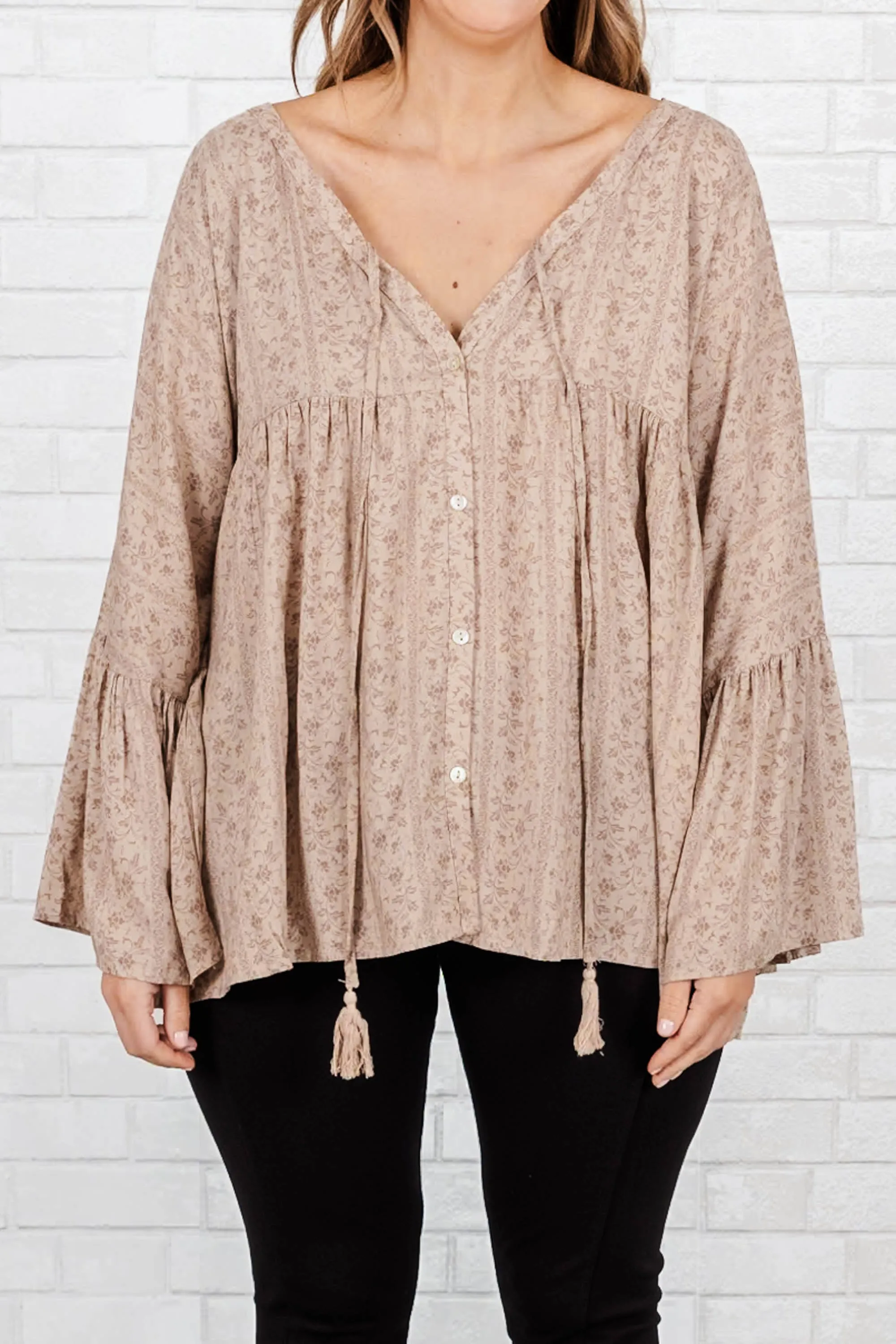 Giving It A Go Top, Taupe