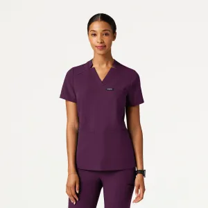 Jaanuu Women's Helia Slim Notched V-Neck Scrub Top - Dark Amethyst