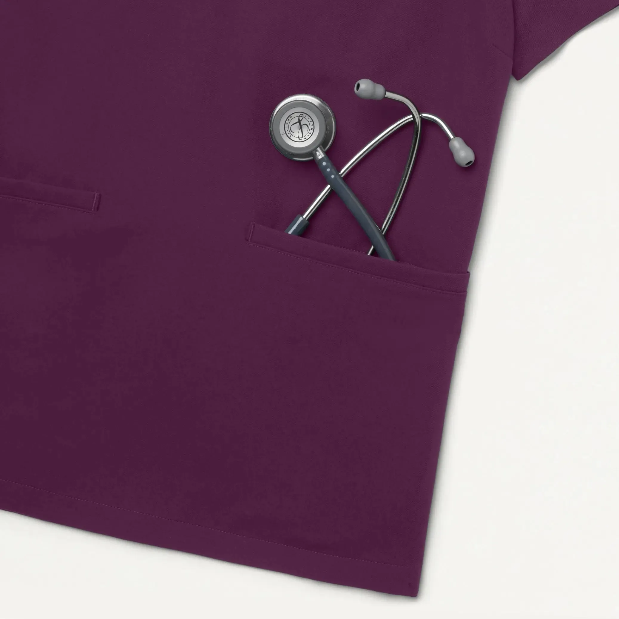 Jaanuu Women's Helia Slim Notched V-Neck Scrub Top - Dark Amethyst