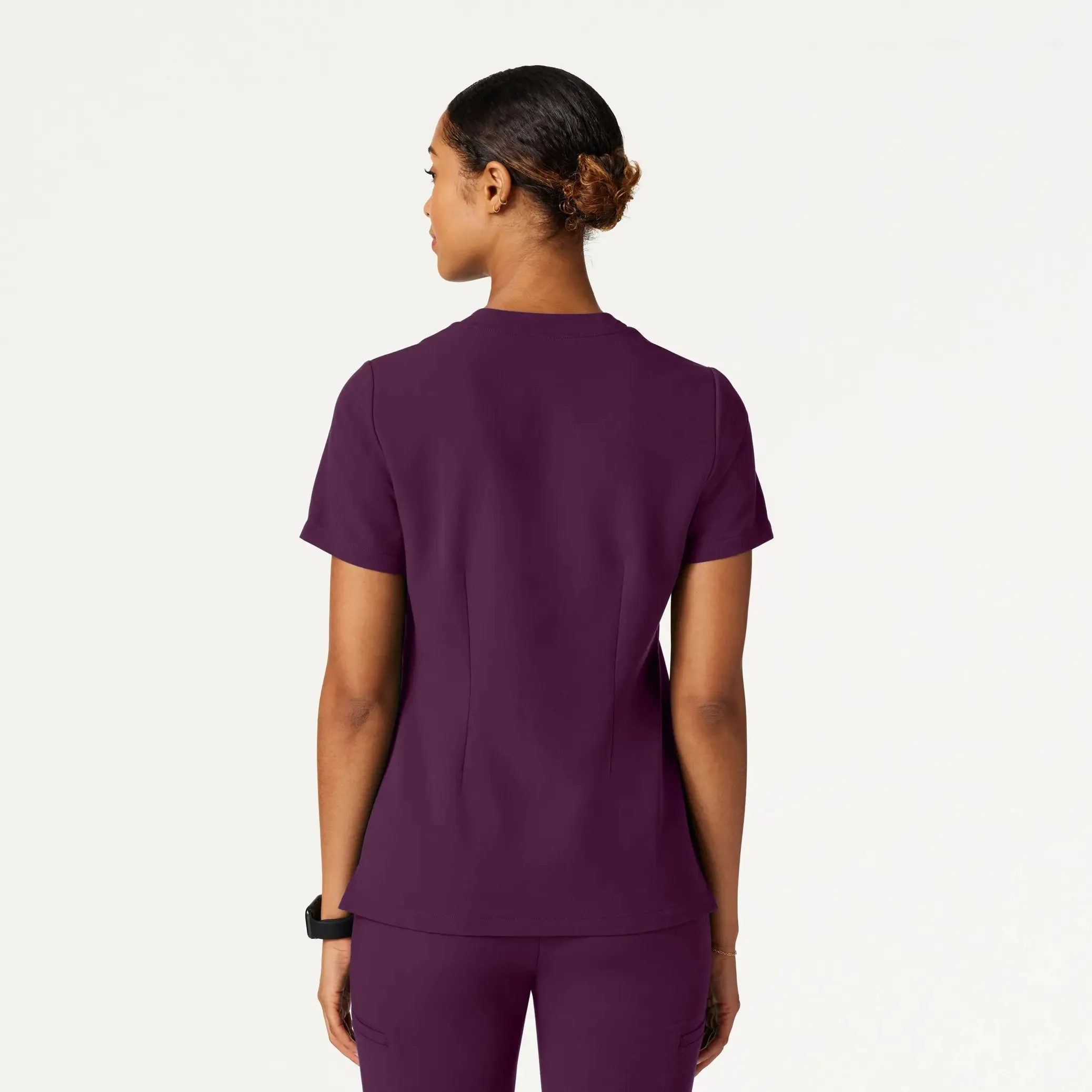 Jaanuu Women's Helia Slim Notched V-Neck Scrub Top - Dark Amethyst