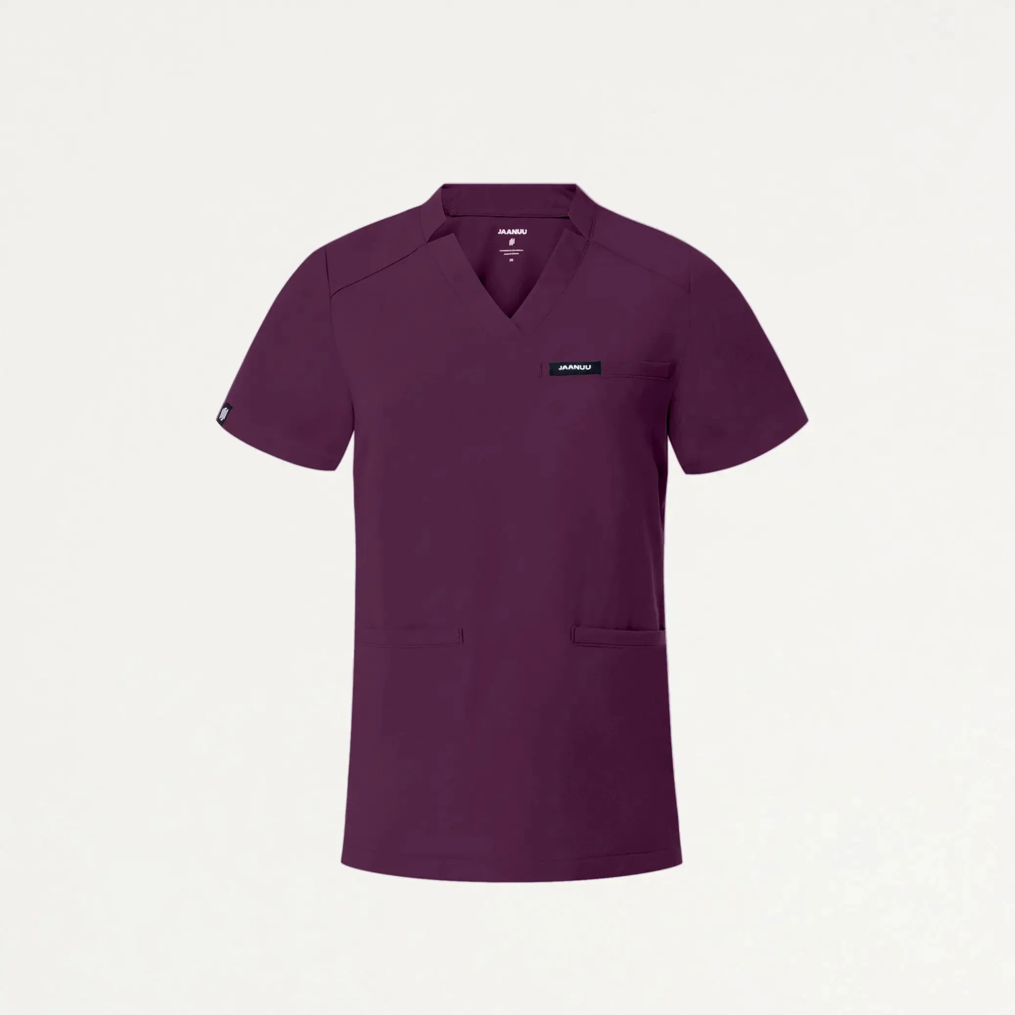 Jaanuu Women's Helia Slim Notched V-Neck Scrub Top - Dark Amethyst