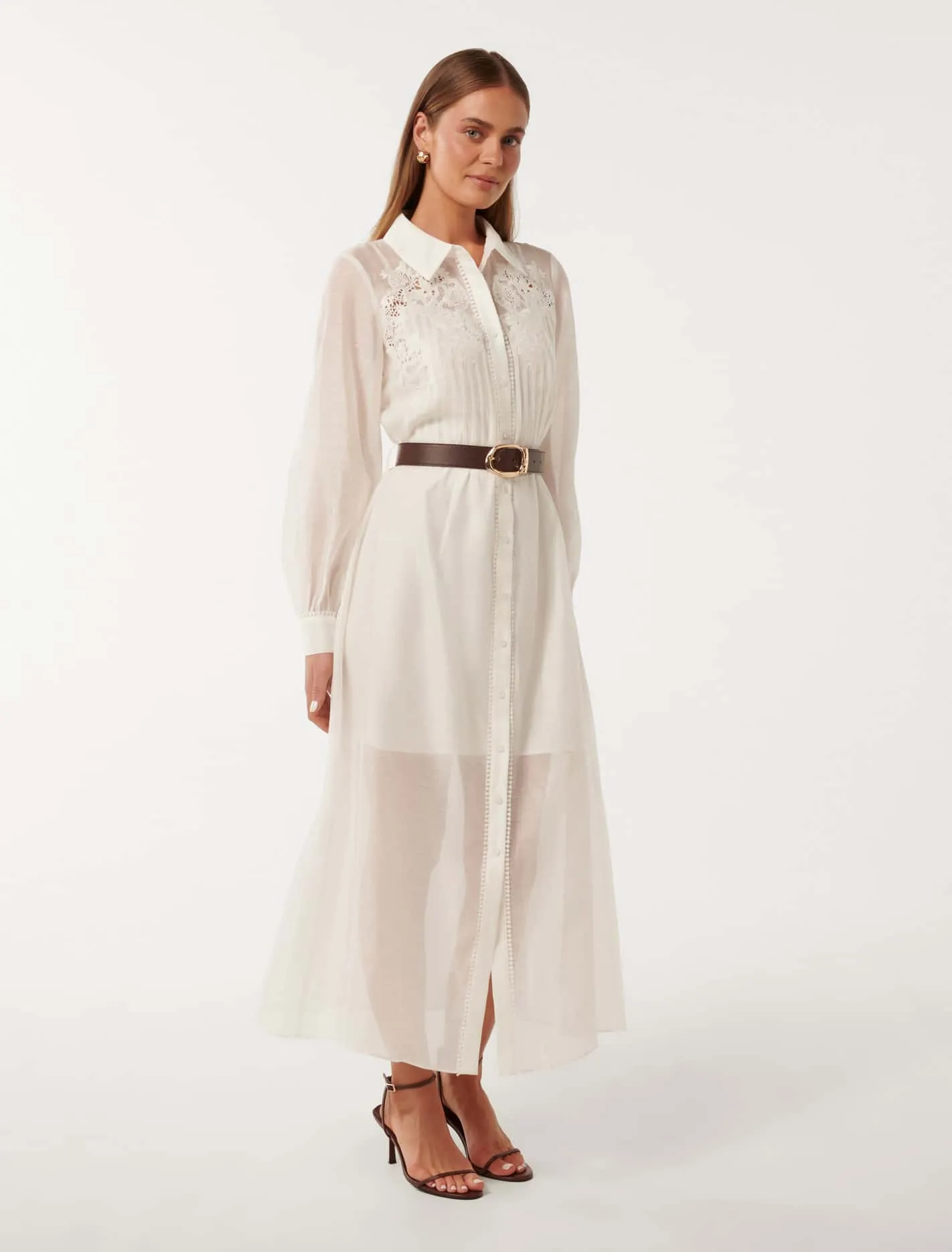 Janice Embroidery Belted Dress