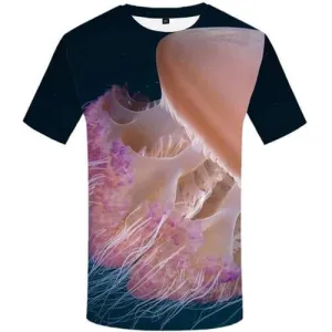 Jellyfish T-shirt Men Harajuku Tshirt Anime Colorful T shirts Funny Ocean T-shirts 3d Short Sleeve summer Men/women New Slim