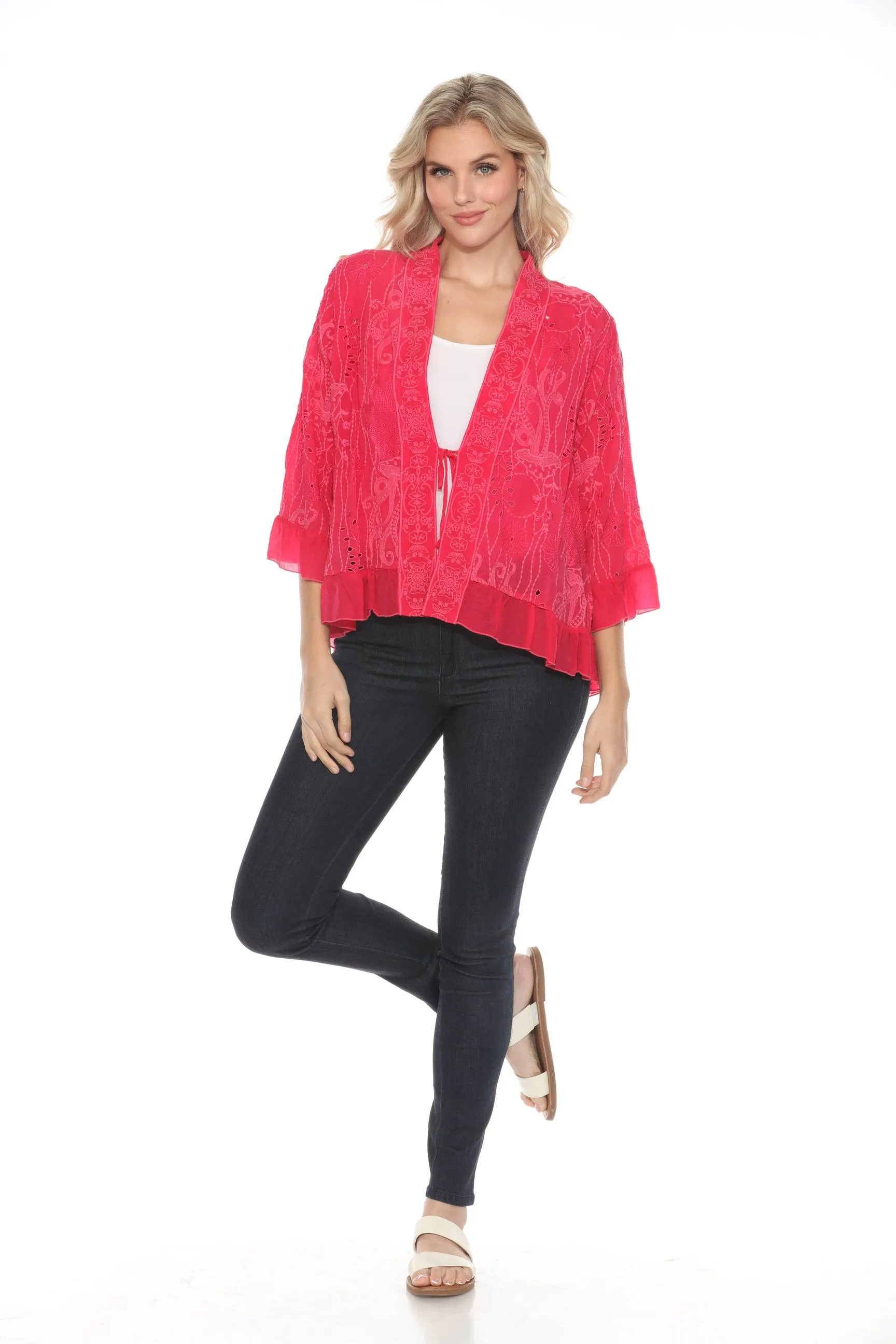 Johnny Was Pink Sesunna Embroidered Kimono C42324