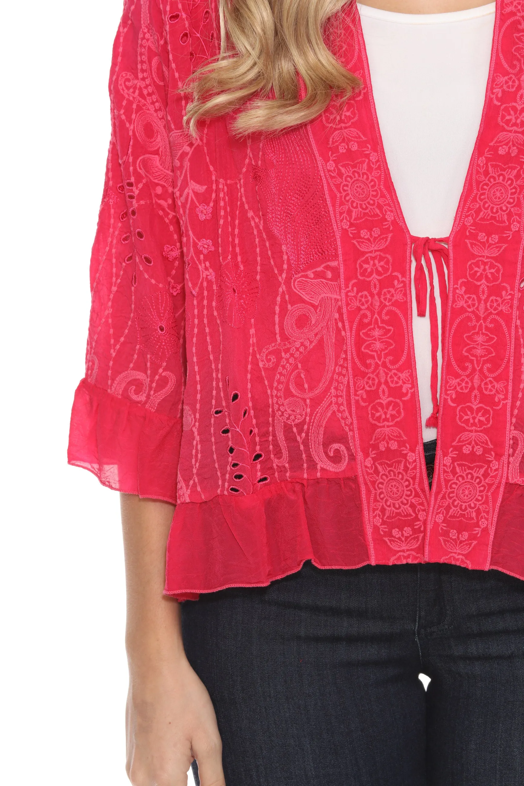 Johnny Was Pink Sesunna Embroidered Kimono C42324