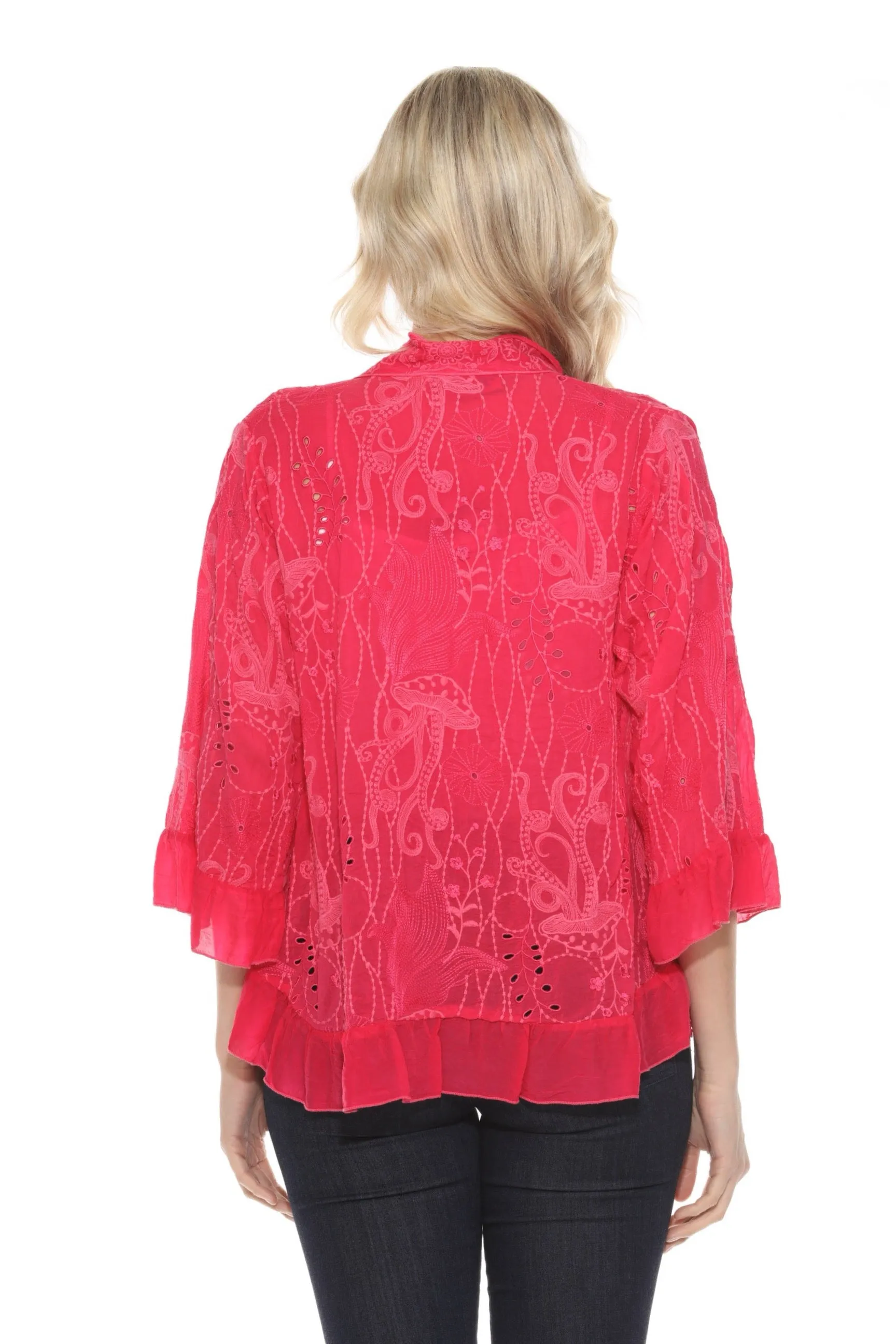 Johnny Was Pink Sesunna Embroidered Kimono C42324