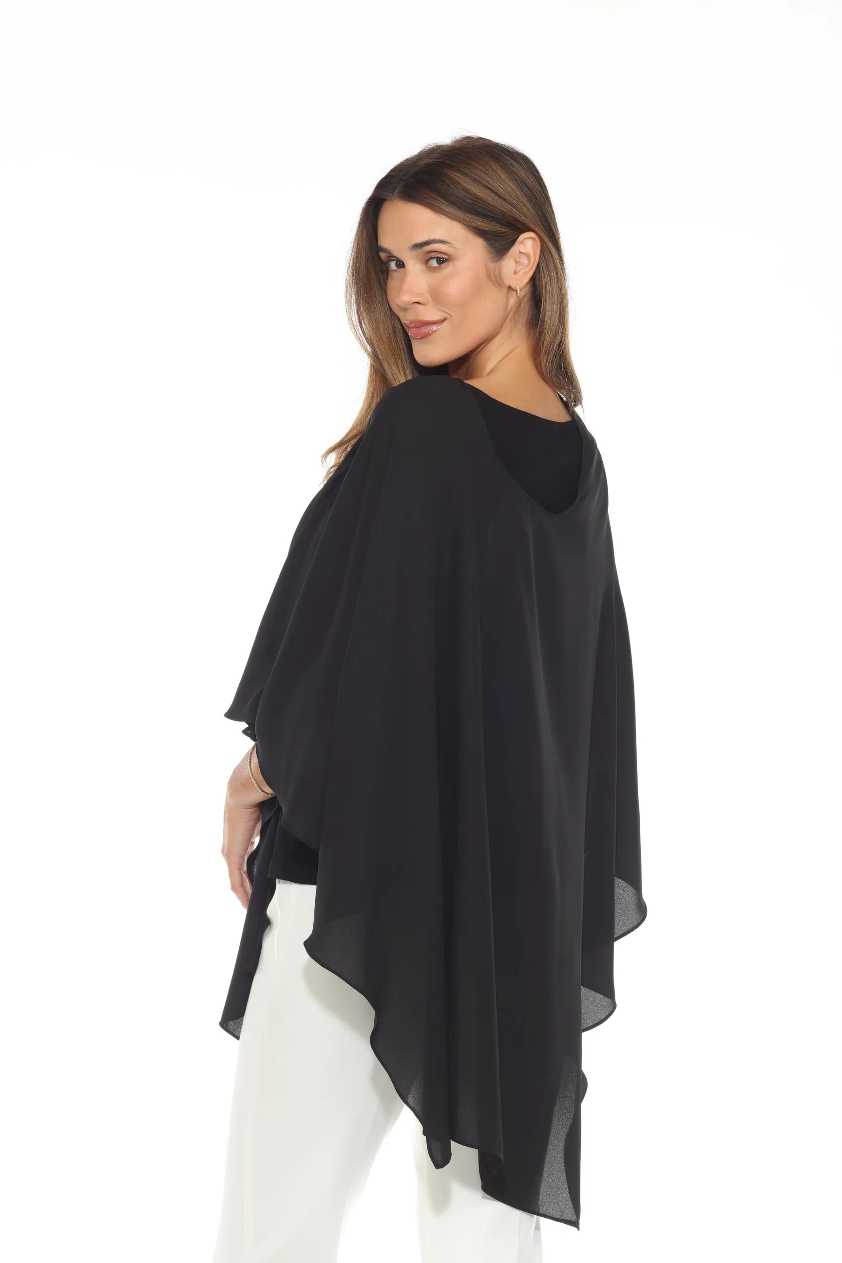 Joseph Ribkoff Black Lightweight Georgette Poncho Cover-Up 243796