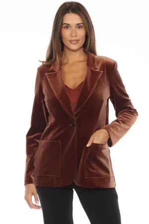 Joseph Ribkoff Brown Long Sleeve Velvet Blazer Jacket 244022
