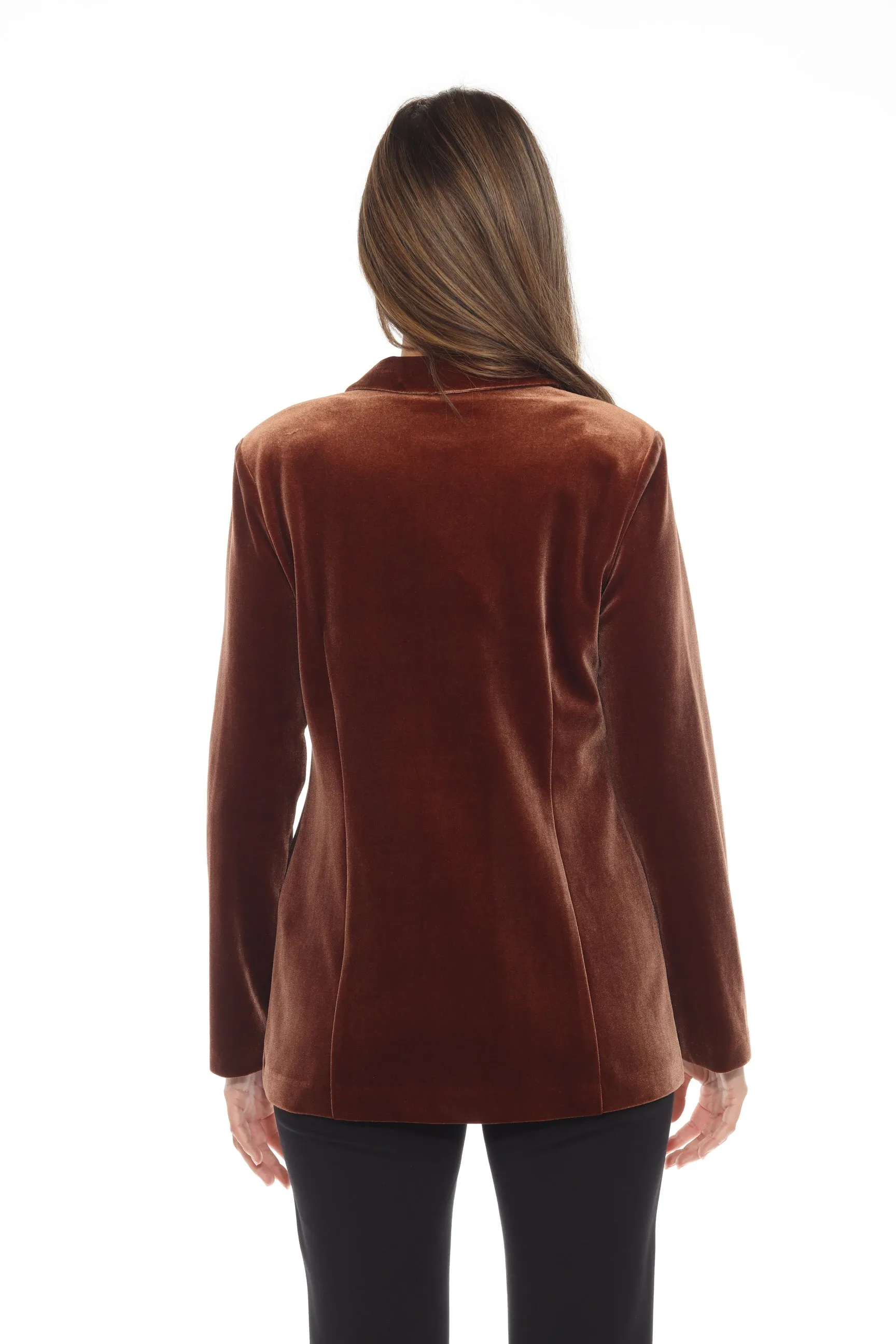 Joseph Ribkoff Brown Long Sleeve Velvet Blazer Jacket 244022