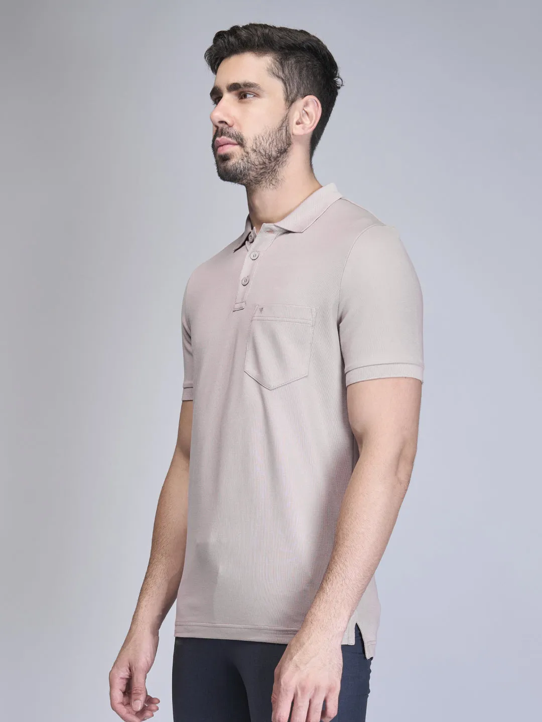 Mens Expert Polo Tshirt with Pocket Silver Berry EP24