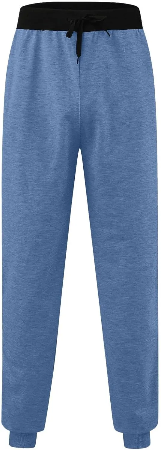 Mens Fleece Lightweight Joggers Pants Workouts Zipper Pockets Drawstring Slim Fit for Running Sports Wear