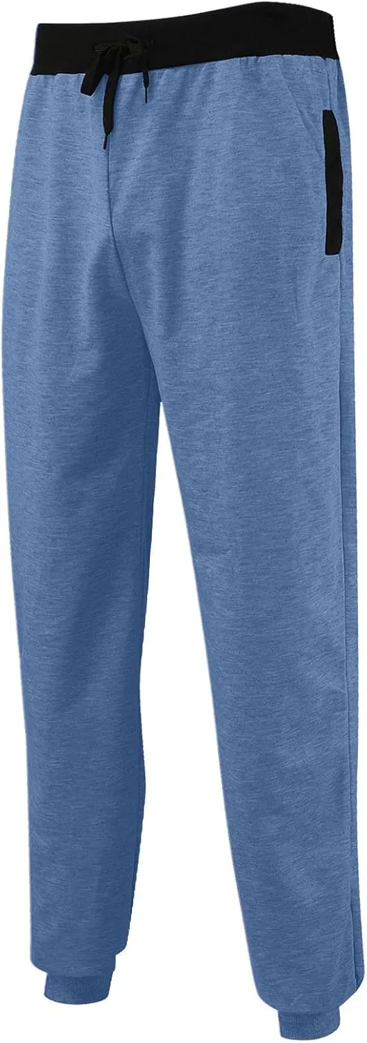 Mens Fleece Lightweight Joggers Pants Workouts Zipper Pockets Drawstring Slim Fit for Running Sports Wear