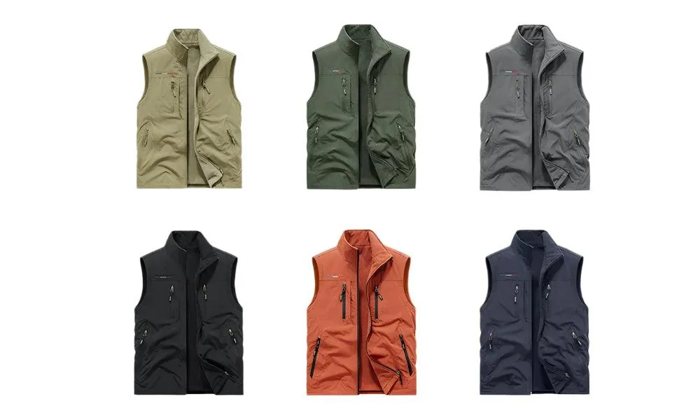 Men's Multi-Pocket Vest - Casual Outdoor Windproof Waterproof Sleeveless Jacket
