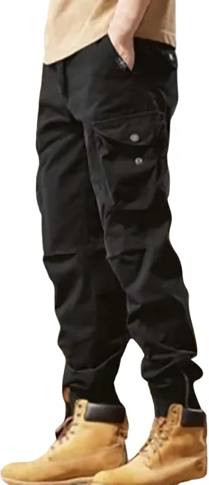 MIDOO Mens Cargo Pants Relaxed Fit Casual Joggers Pants Stretch Drawstring Elastic Waist Tapered Leg Sweatpants with Pockets