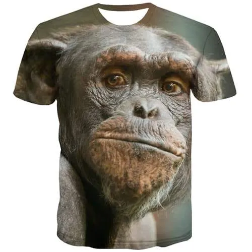 Orangutan T-shirt Men Animal Tshirts Novelty Monkey Tshirts Casual Funny T shirts Funny Harajuku Tshirt Anime Short Sleeve