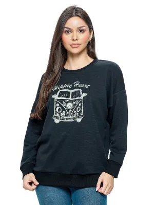 Pullover Hippie Heart Van Life Print Boho