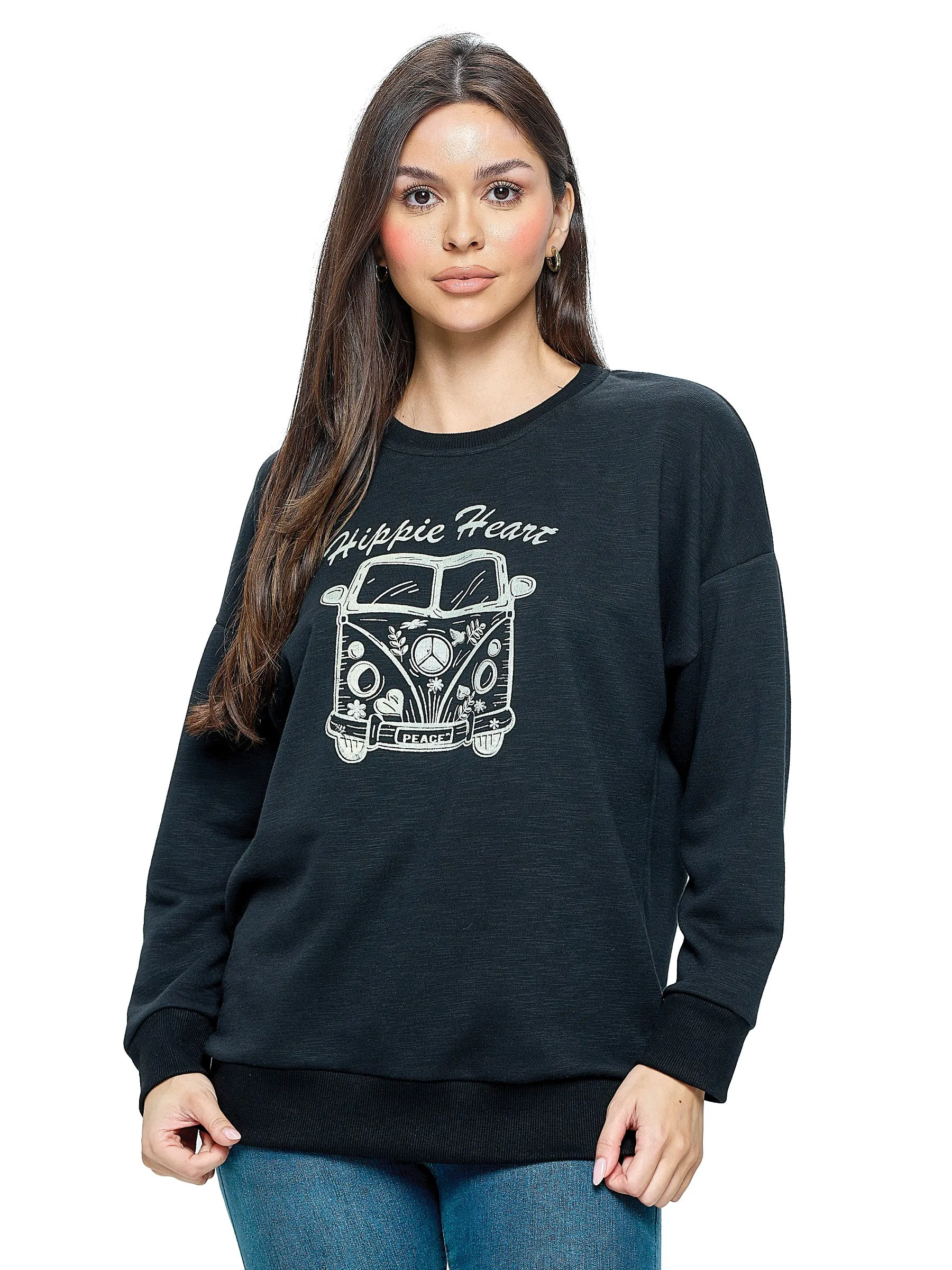Pullover Hippie Heart Van Life Print Boho
