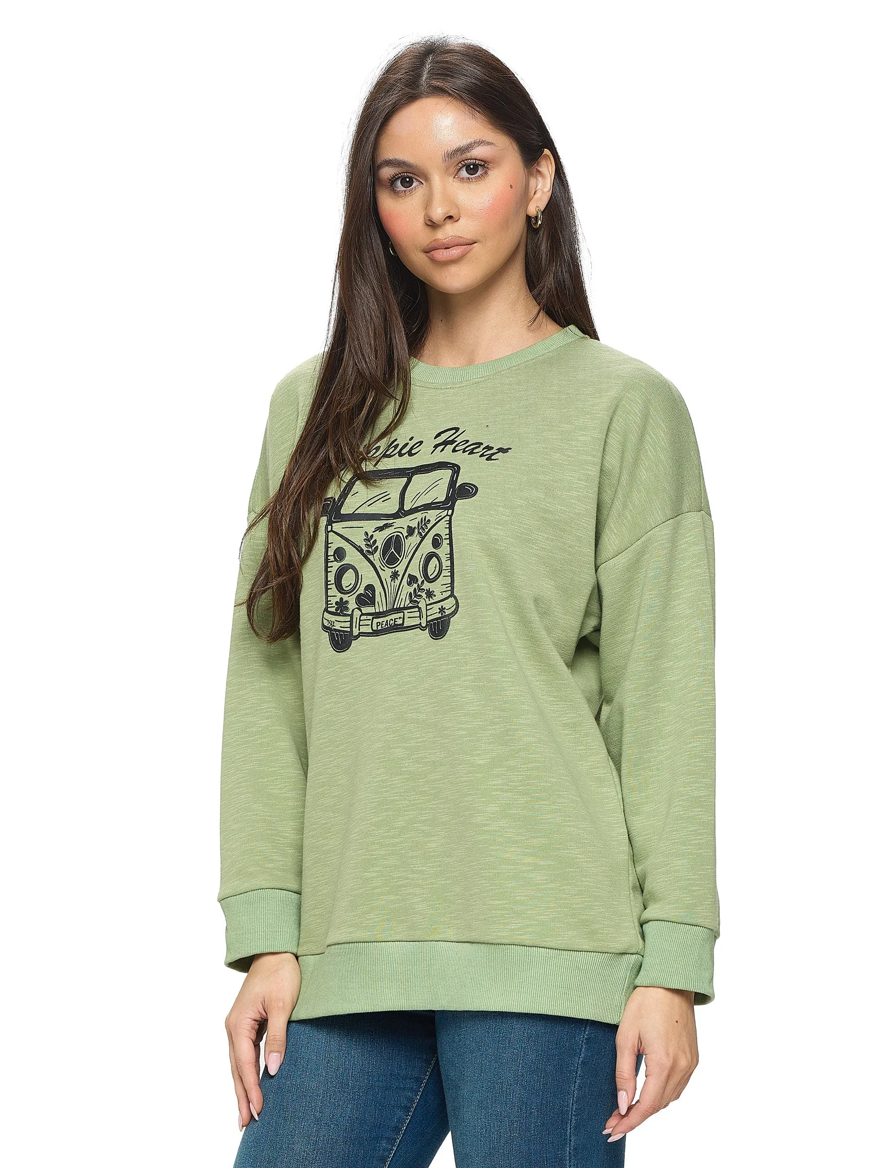 Pullover Hippie Heart Van Life Print Boho