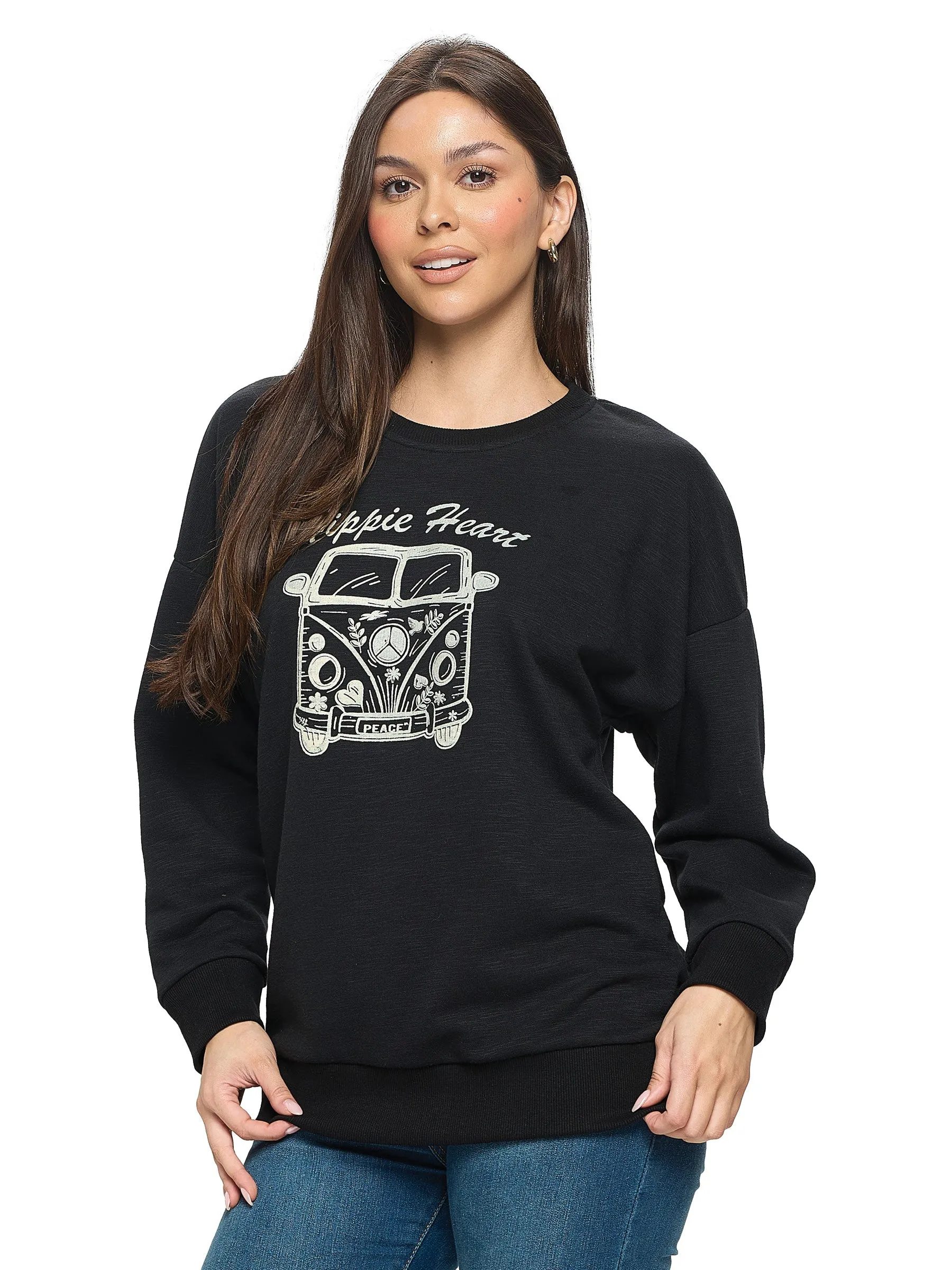 Pullover Hippie Heart Van Life Print Boho