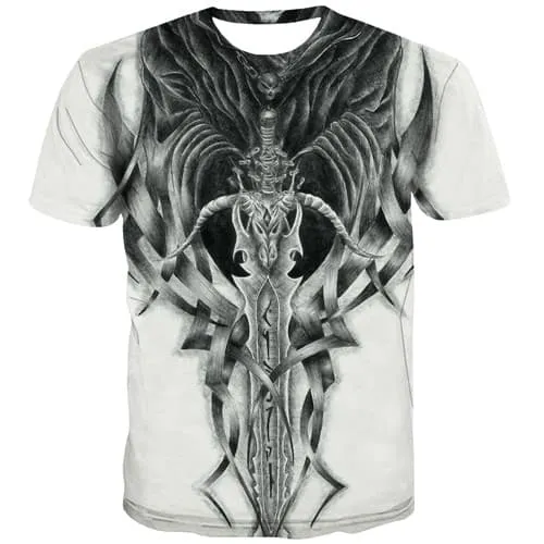 Reaper T-shirt Men Skull Tshirts Cool Black And White T shirts Funny Punk Tshirt Anime Street Tshirts Casual Short Sleeve