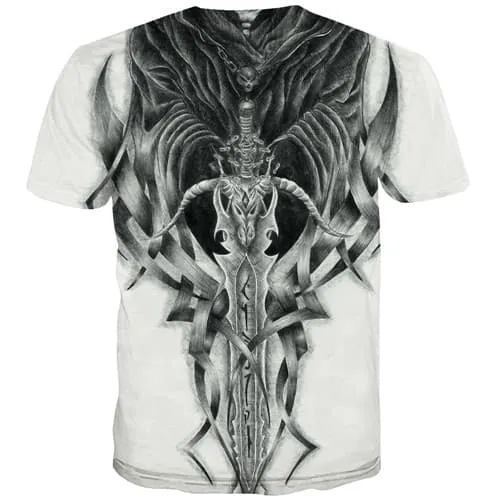 Reaper T-shirt Men Skull Tshirts Cool Black And White T shirts Funny Punk Tshirt Anime Street Tshirts Casual Short Sleeve