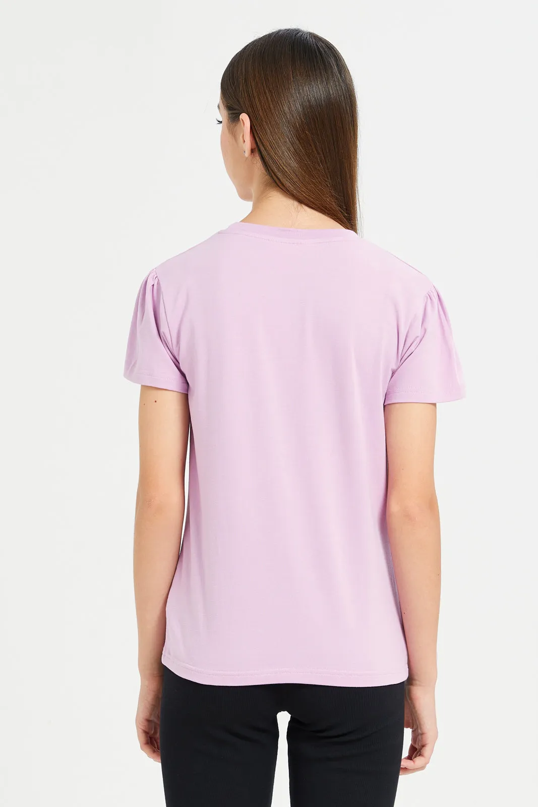 Senior Girls Purple Sequins Embellished Top