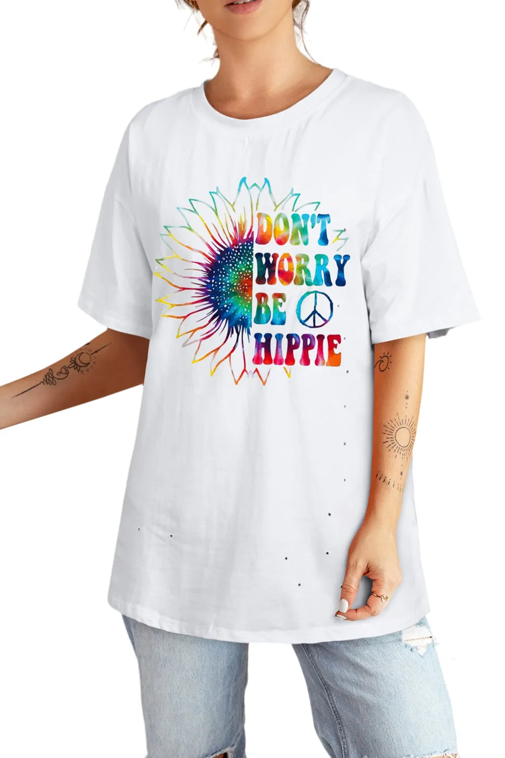 Solid Half Sleeve Loose T Shirts For Ladies