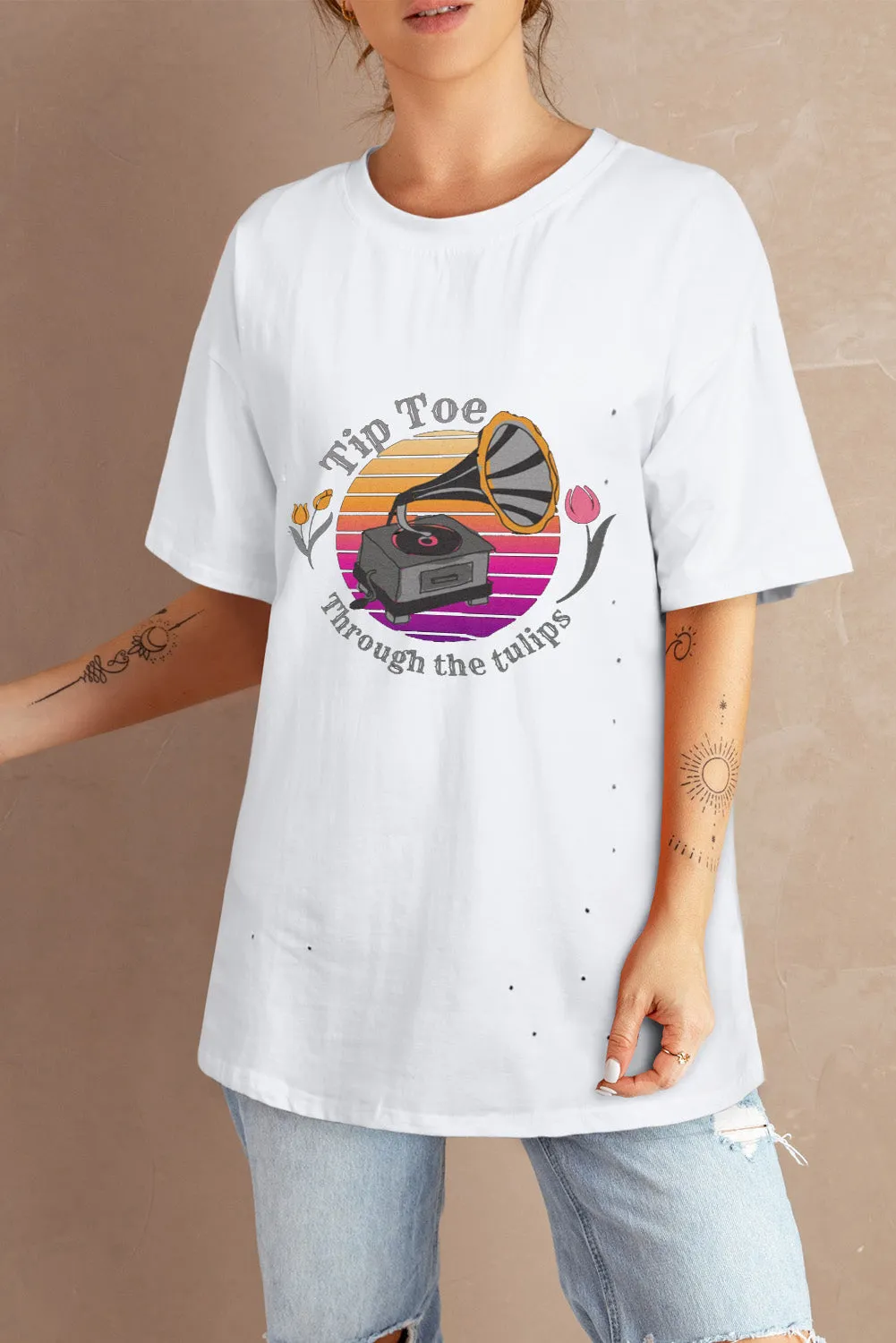 Solid Half Sleeve Loose T Shirts For Ladies