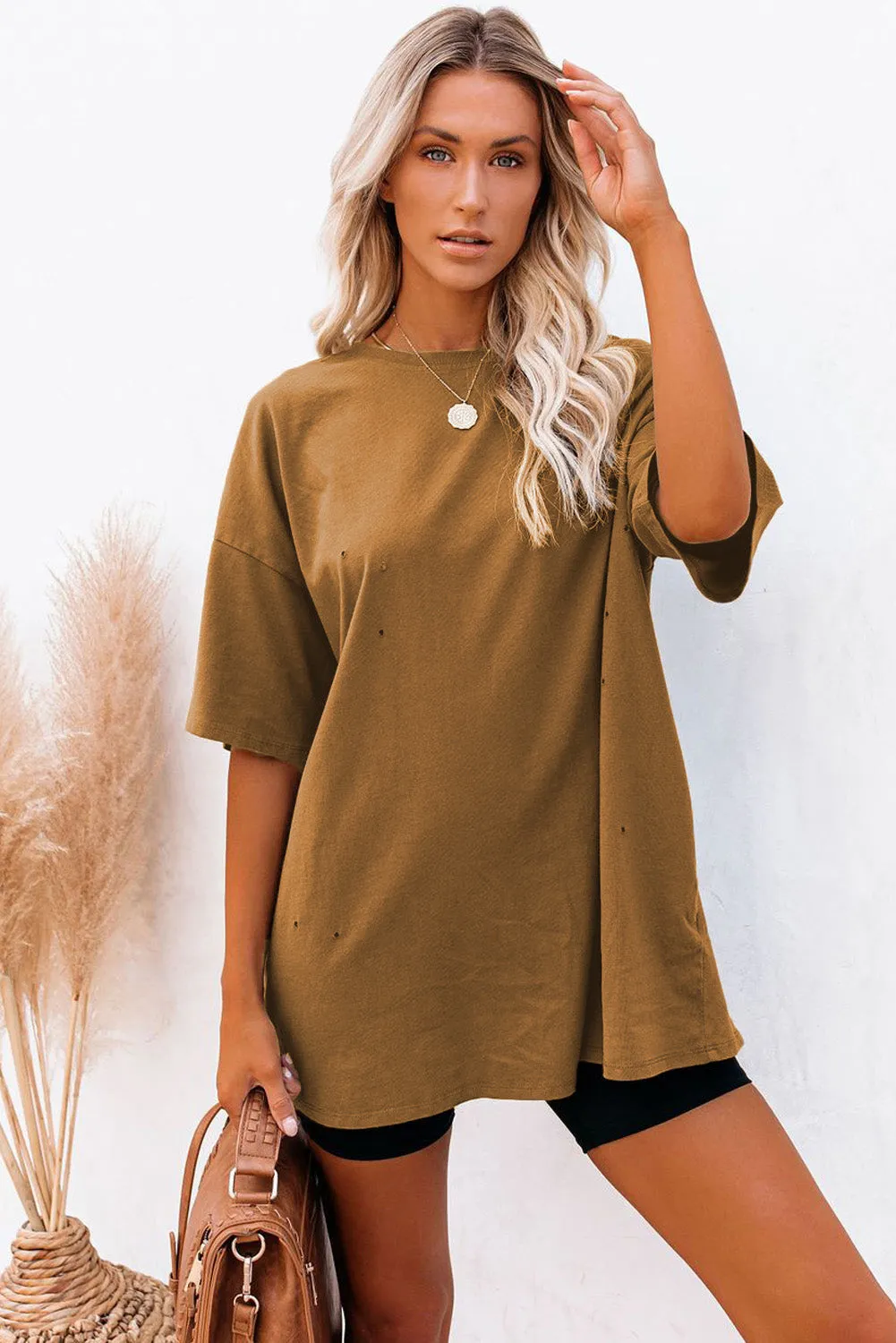 Solid Half Sleeve Loose T Shirts For Ladies