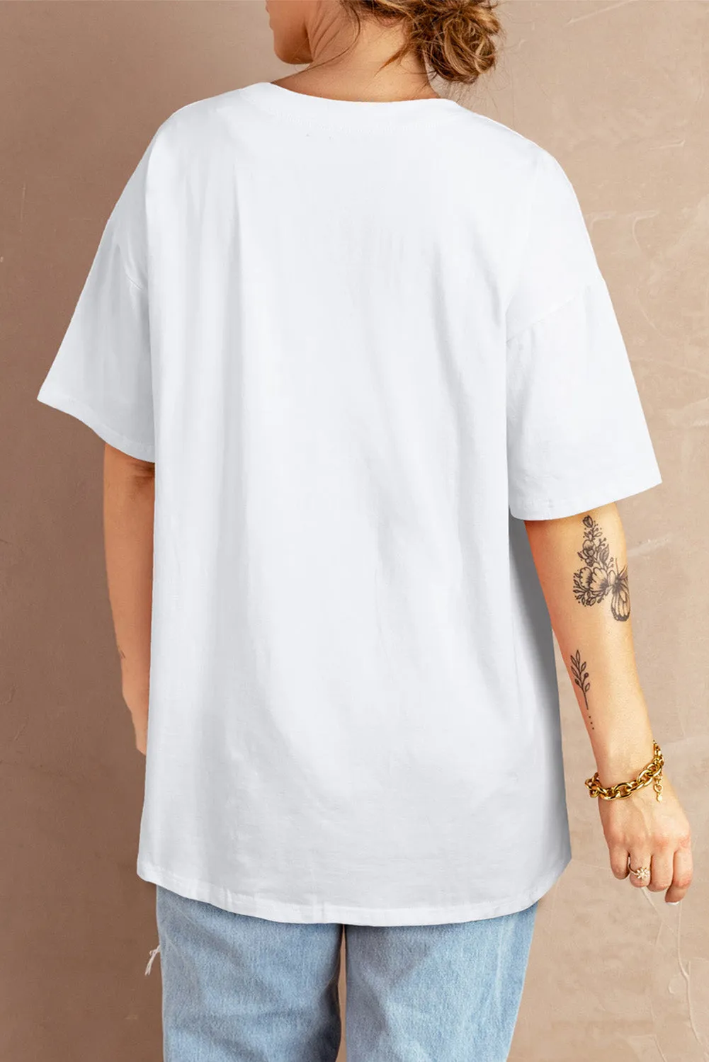 Solid Half Sleeve Loose T Shirts For Ladies