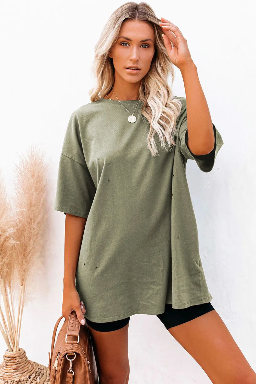 Solid Half Sleeve Loose T Shirts For Ladies