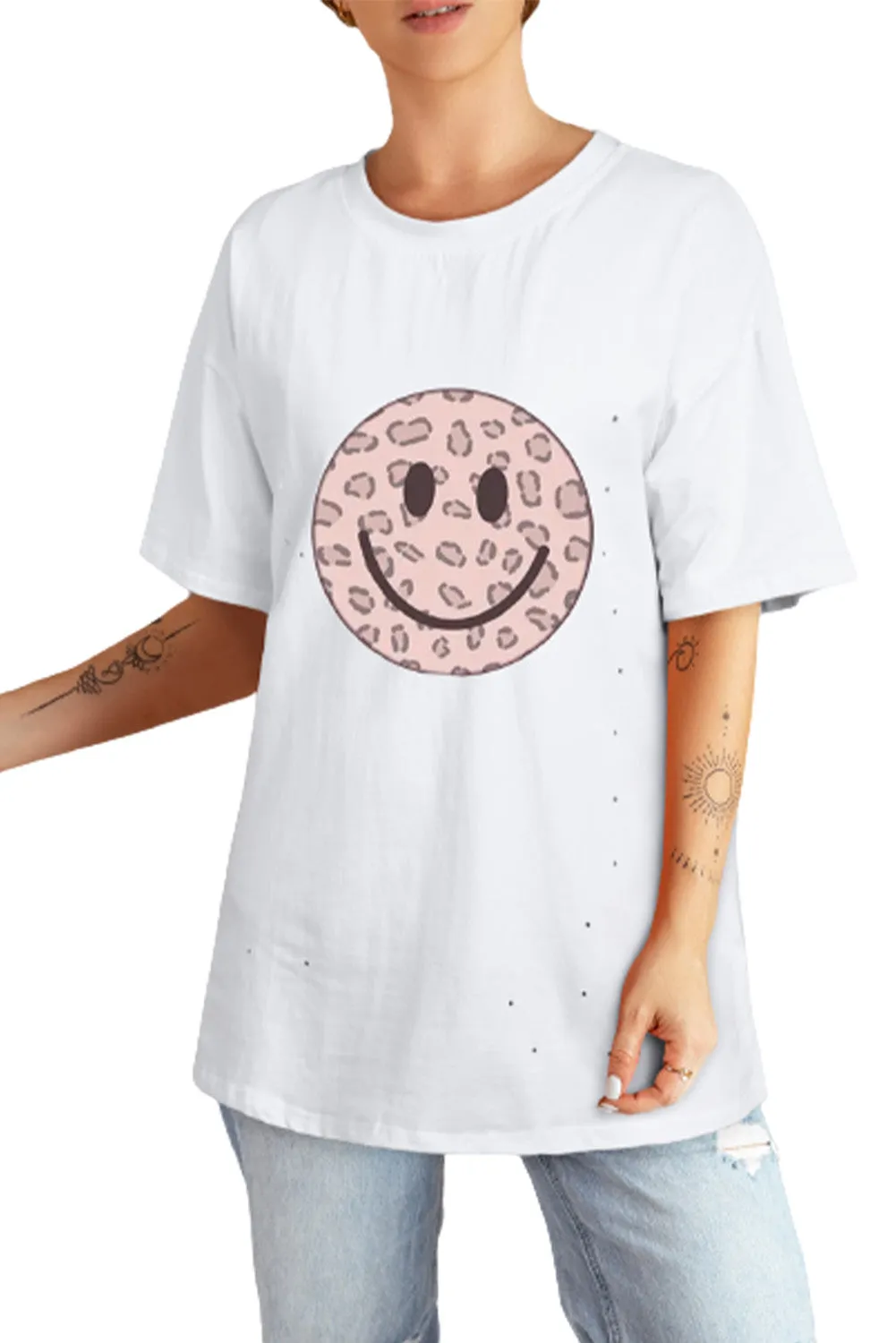 Solid Half Sleeve Loose T Shirts For Ladies