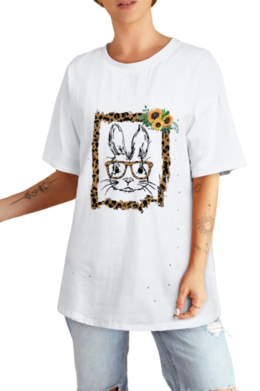 Solid Half Sleeve Loose T Shirts For Ladies