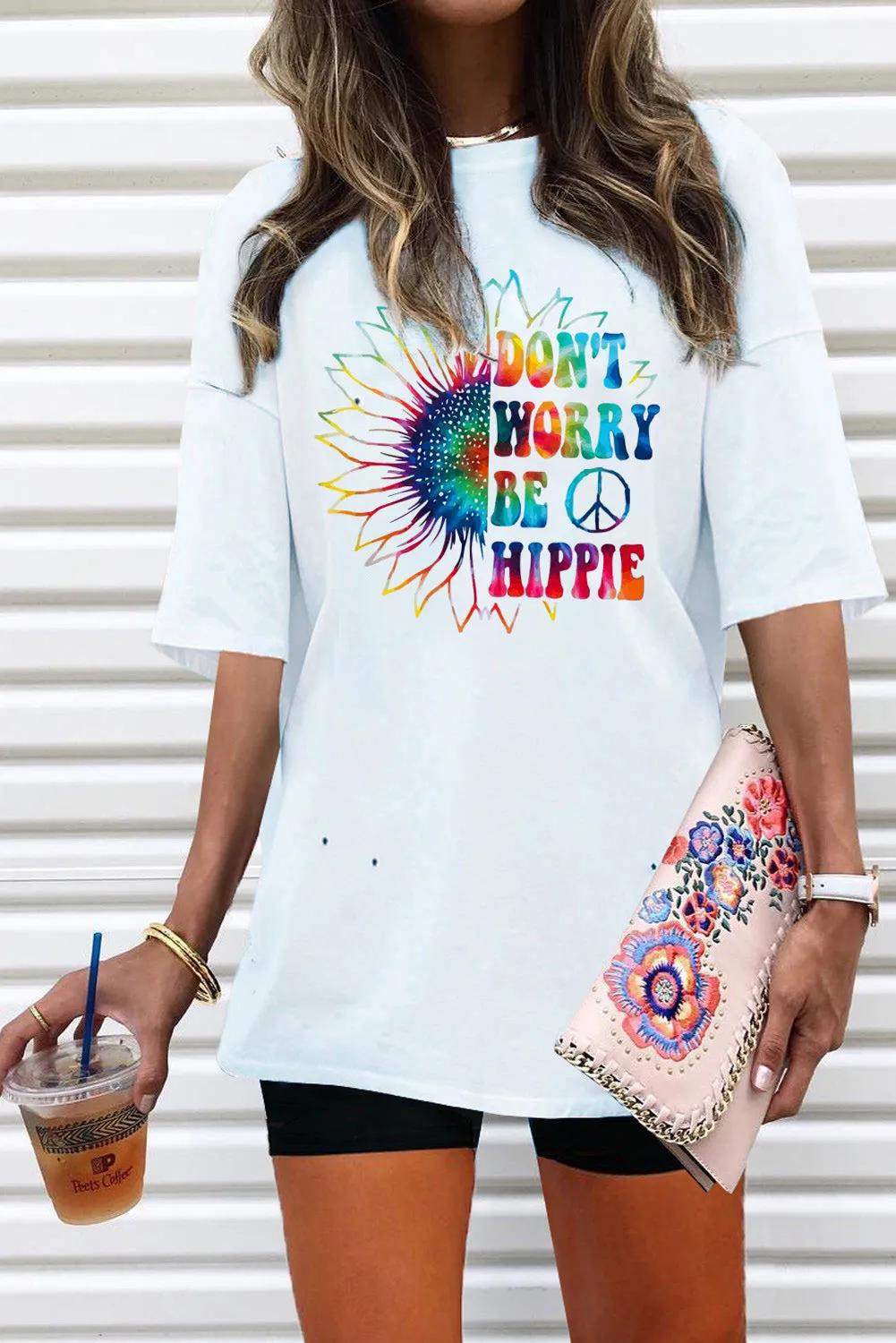 Solid Half Sleeve Loose T Shirts For Ladies